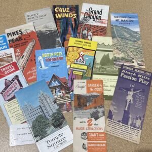 13 - Vintage 1960s USA Travel Brochures Lot National Parks Souvenir Guides Maps